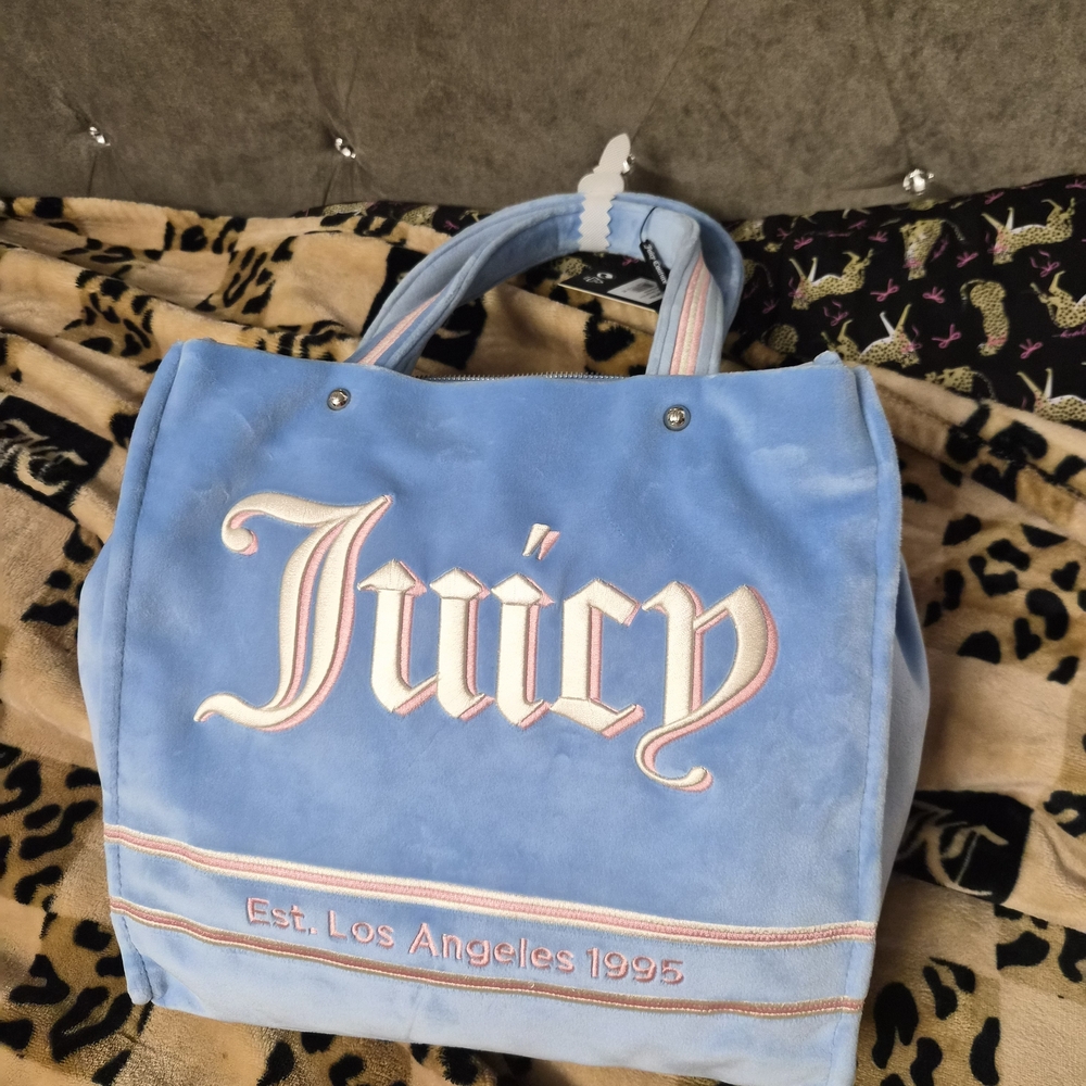 UK Juicy Couture Blue Velvet Tote Bag